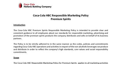 Premium spirits responsible marketing policy