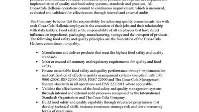 Qualityfood safety policy